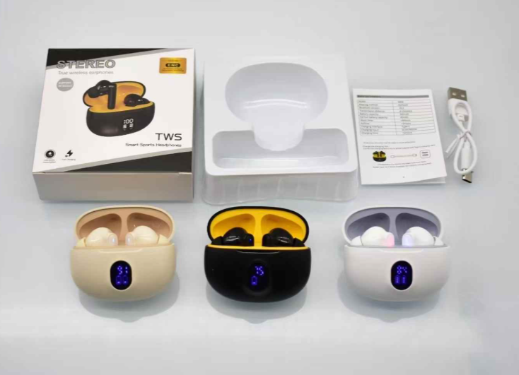 TWS Smart Sports Wireless Earbuds | Bluetooth 5.3 Earbuds, Earpods with ENC Noise Cancellation, LED Battery Display & Fast Charging – With Box & Cable (Random Color)