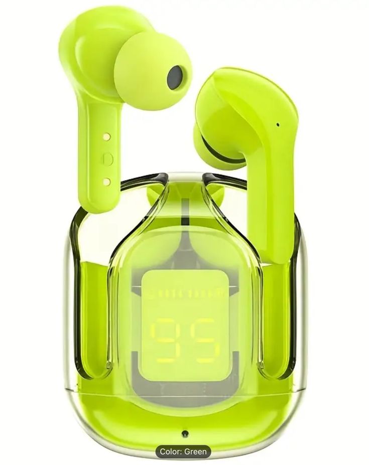 Air 31 Wireless Earbuds | Bluetooth 5.3 Earbuds , Earpods With Transparent Crystal Case, LED Digital Display & Type-C Fast Charging – With Pouch (Random Color)
